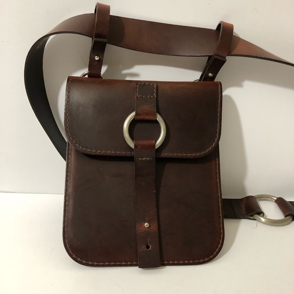 NEW Details Leather Mini Messenger Pouch Brown - Picture 12 of 12